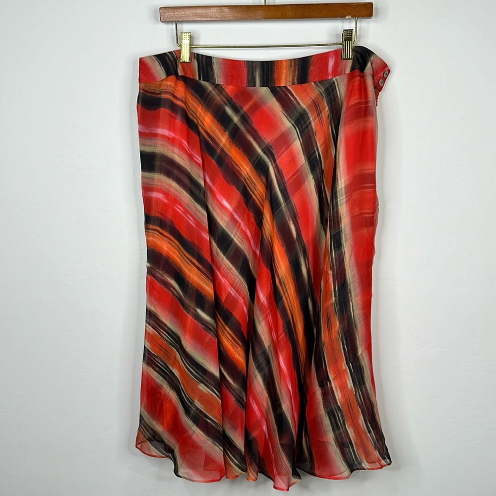 Jones New York Silk Abstract Stripe A Line Midi Skirt NWT